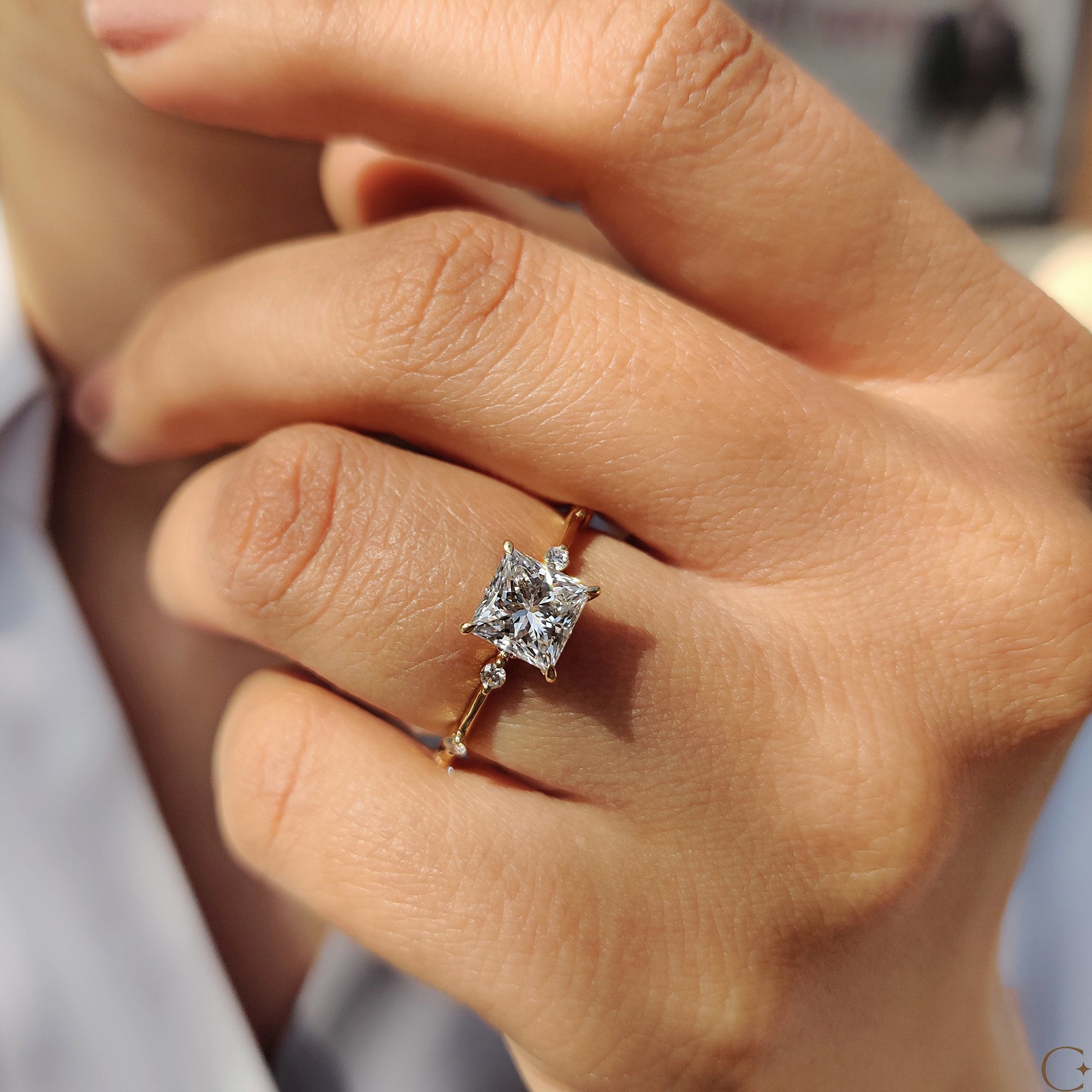 Cushion Hidden Halo Lab Grown Diamond Engagement Ring